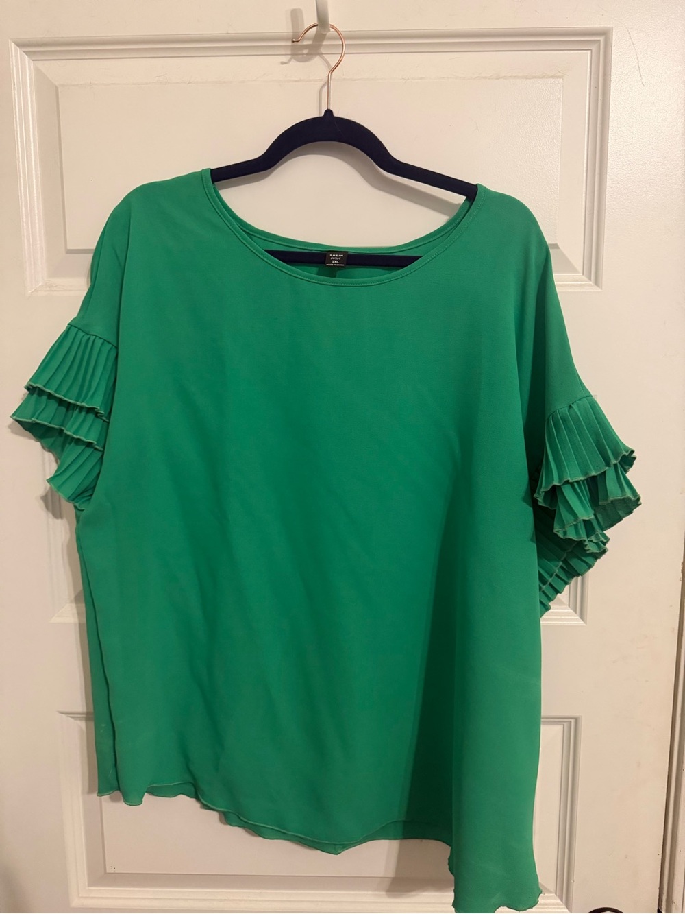 SHEIN Green Ruffle Sleeve Blouse